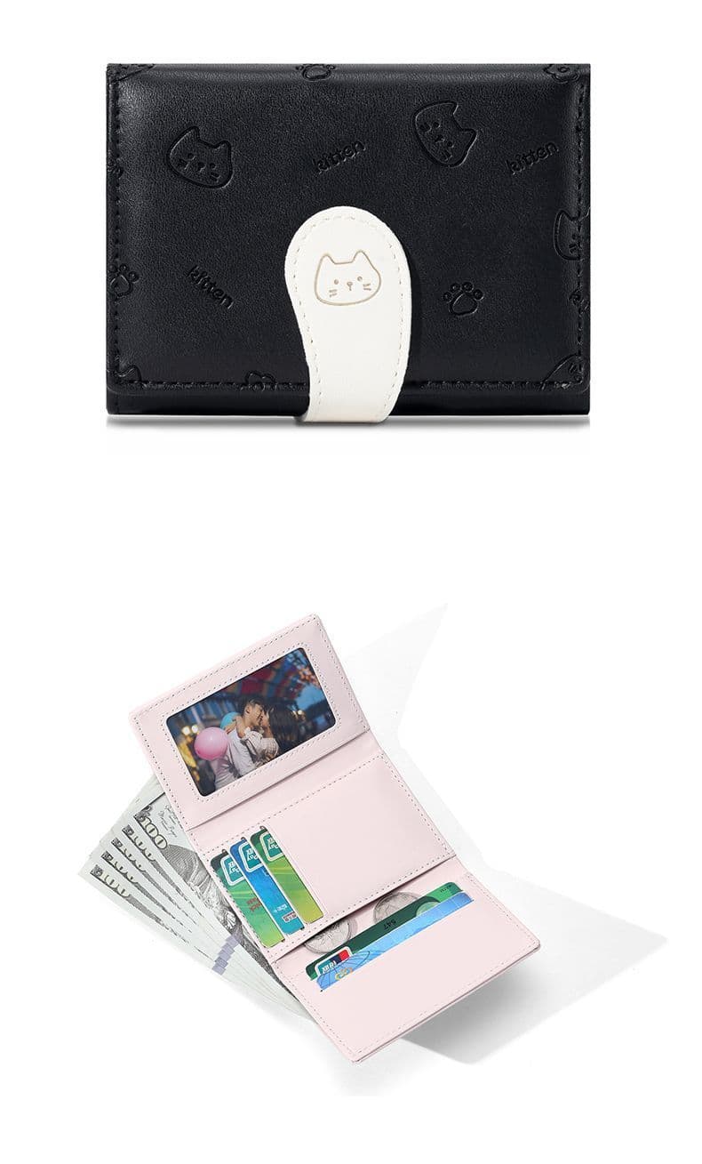 コンパクト財布 猫柄かわいい三つ折りコンパクト財布