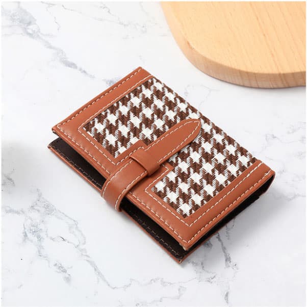 コンパクト 財布 千鳥格子柄 二つ折り財布 コンパクト 大容量カード収納