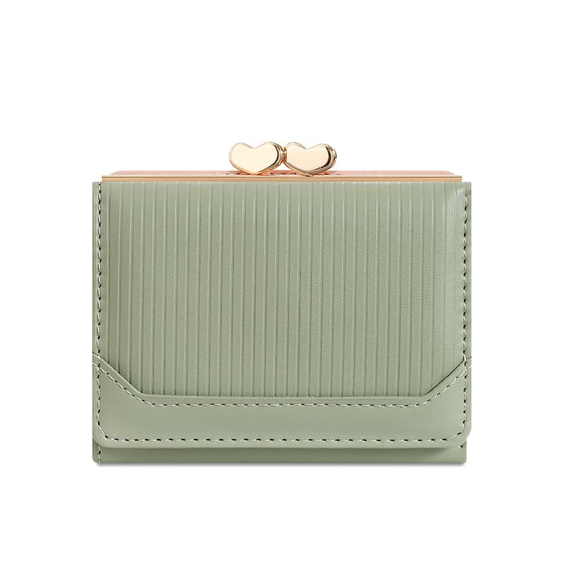 コンパクト財布 ハート留め金具付き 三つ折りミニ財布