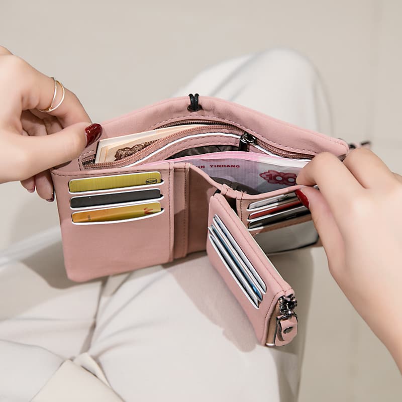コンパクト財布 多機能収納ポケット付き三つ折り財布