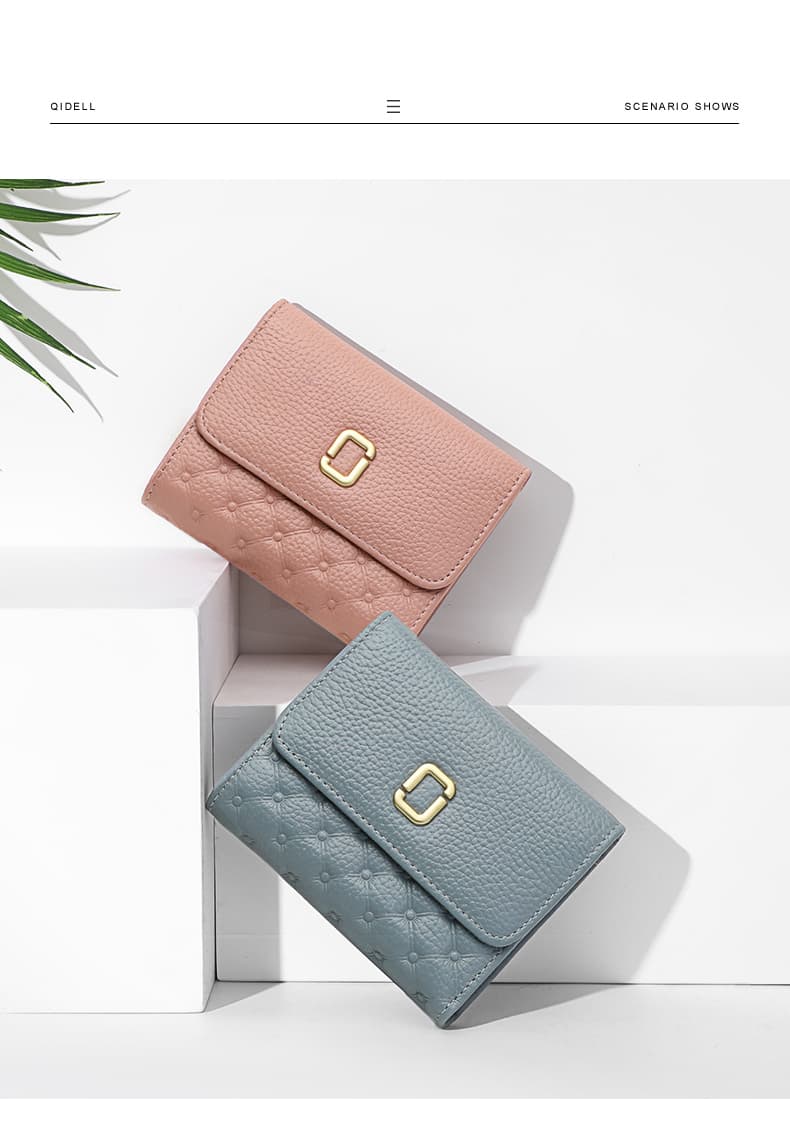 コンパクト財布 上品キルティング三つ折りコンパクト財布