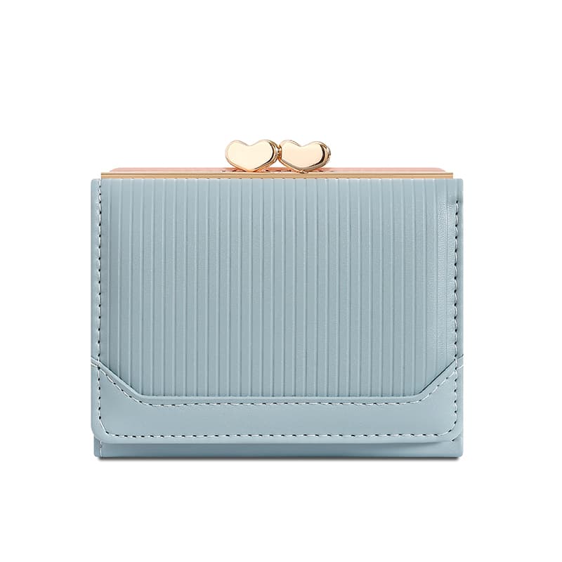 コンパクト財布 ハート留め金具付き 三つ折りミニ財布