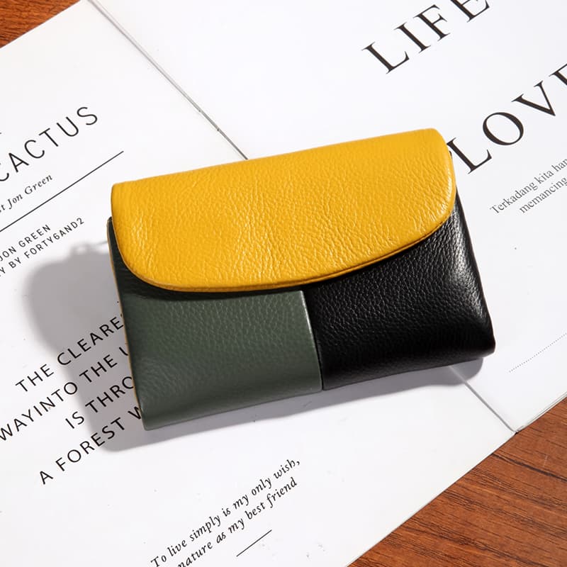 コンパクト財布 カラーブロック 三つ折り コンパクト財布