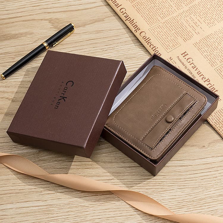 コンパクト財布 多機能ポケット付き本革三つ折りコンパクト財布