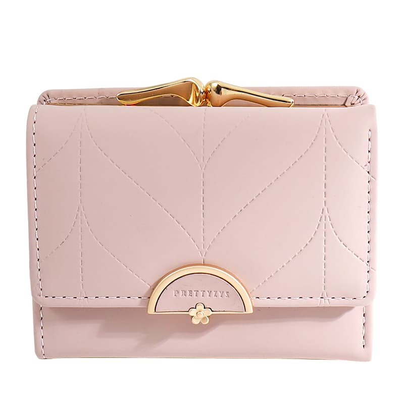 コンパクト 財布 華やか金具のリーフ柄コンパクト財布