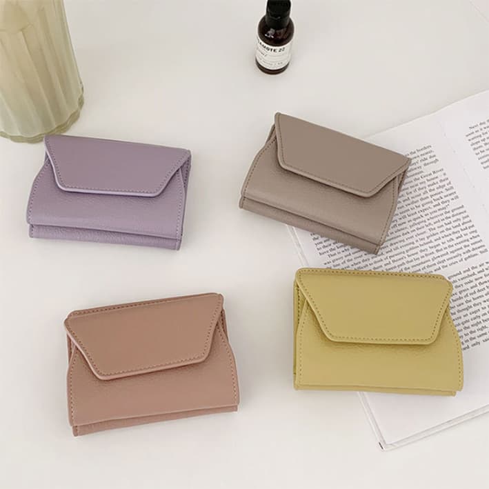 コンパクト 財布 レディース薄型軽量二つ折り小銭入れ付きコンパクト財布