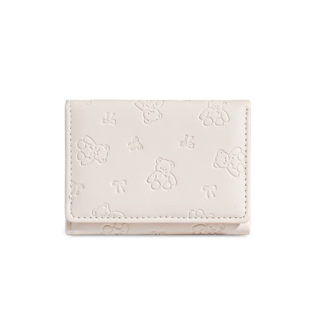 コンパクト 財布 レディース 型押し加工 薄型軽量 三つ折り小銭入れ付き短財布