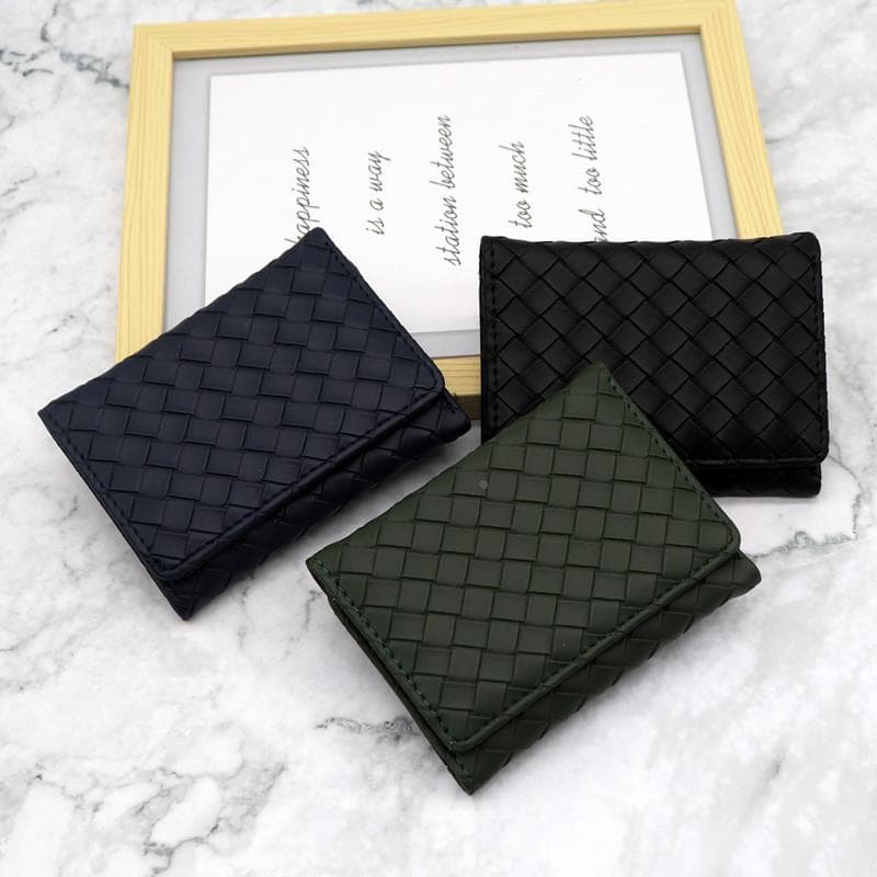 コンパクト財布 職人技が光る編み込み三つ折り財布