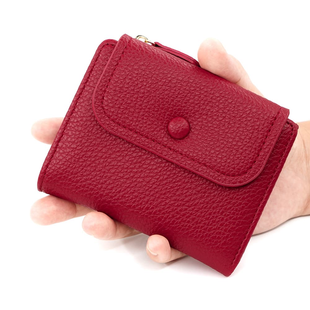 コンパクト 財布 なめし革シンプル三つ折りミニ財布