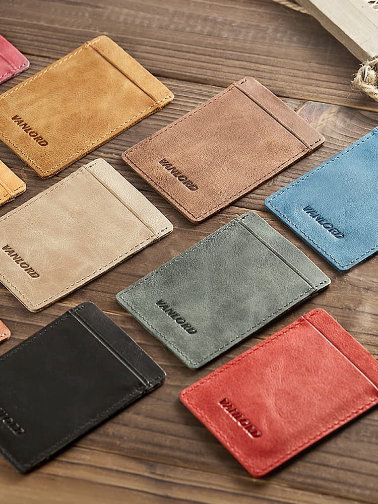 コンパクト 財布 薄型本革ミニマル財布 スマートカードホルダー