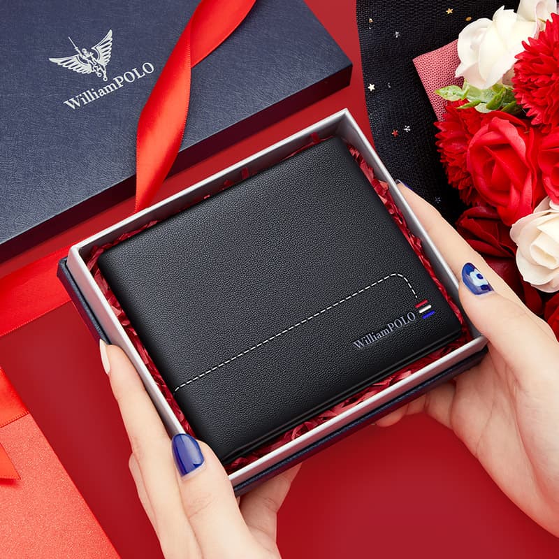 コンパクト 財布 シンプル上質な紳士用二つ折り財布