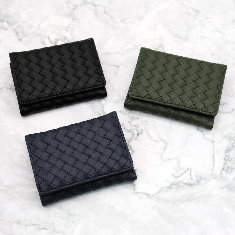 コンパクト財布 職人技が光る編み込み三つ折り財布