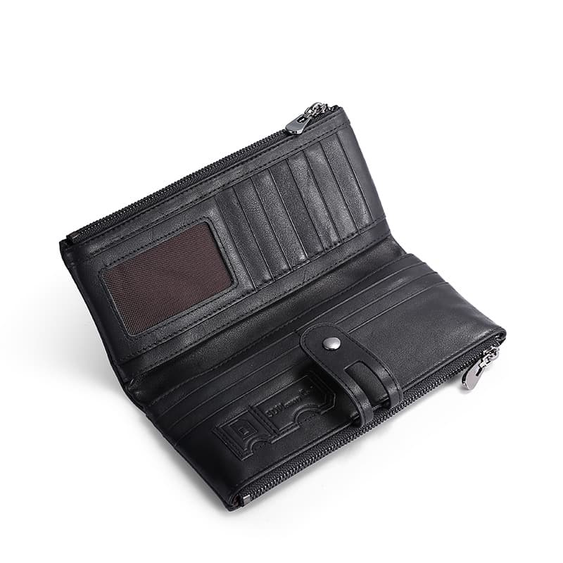 コンパクト 財布 大容量ジップ付き本革二つ折り財布