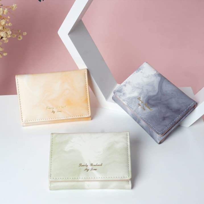 コンパクト 財布 大理石模様の三つ折りコンパクト財布