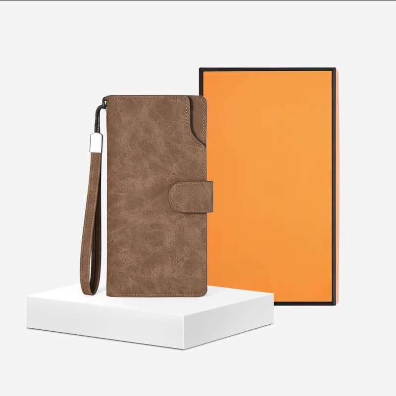 コンパクト 財布 上質スエード調 スマート長財布