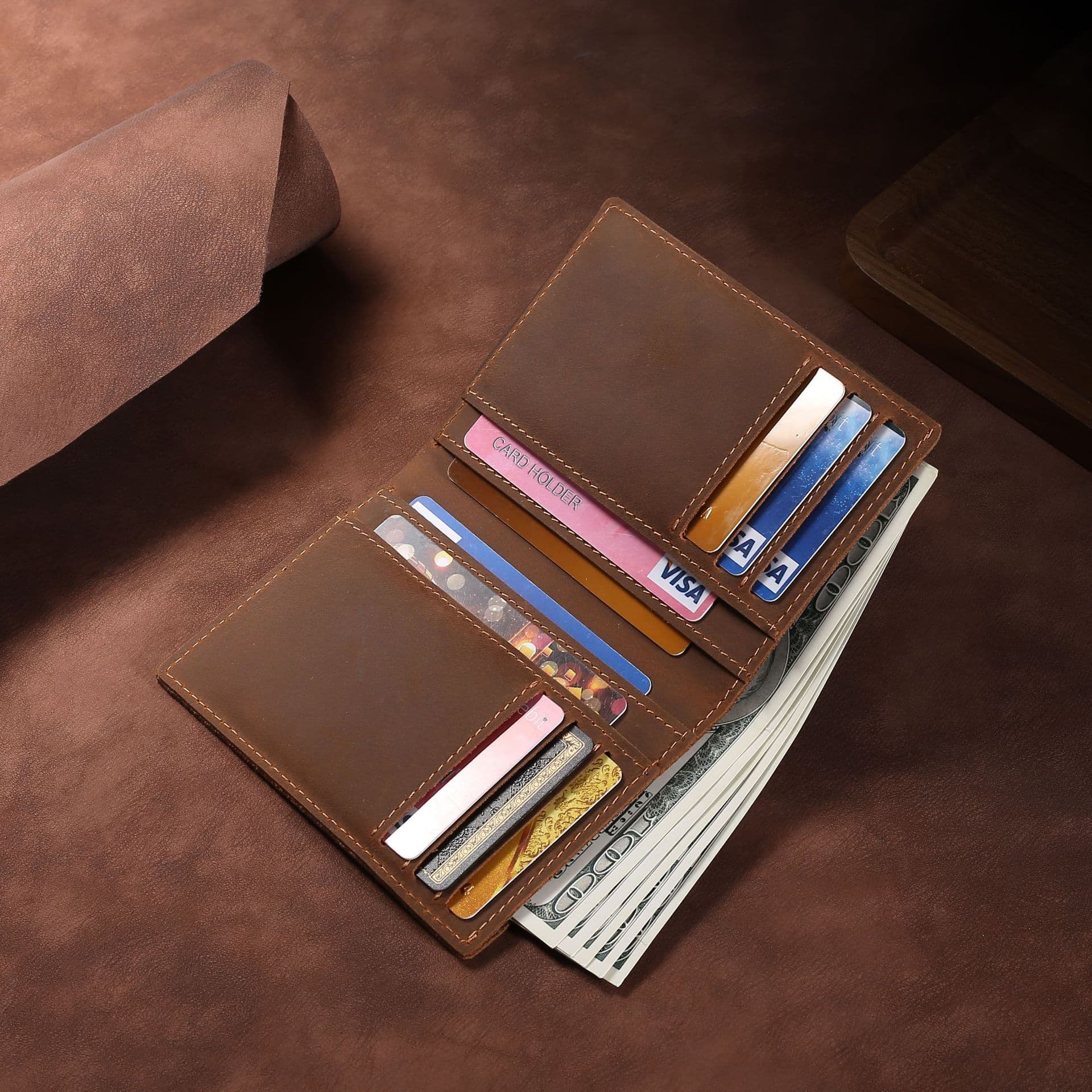 コンパクト 財布 職人手作り 本革長財布 カード収納多機能ウォレット