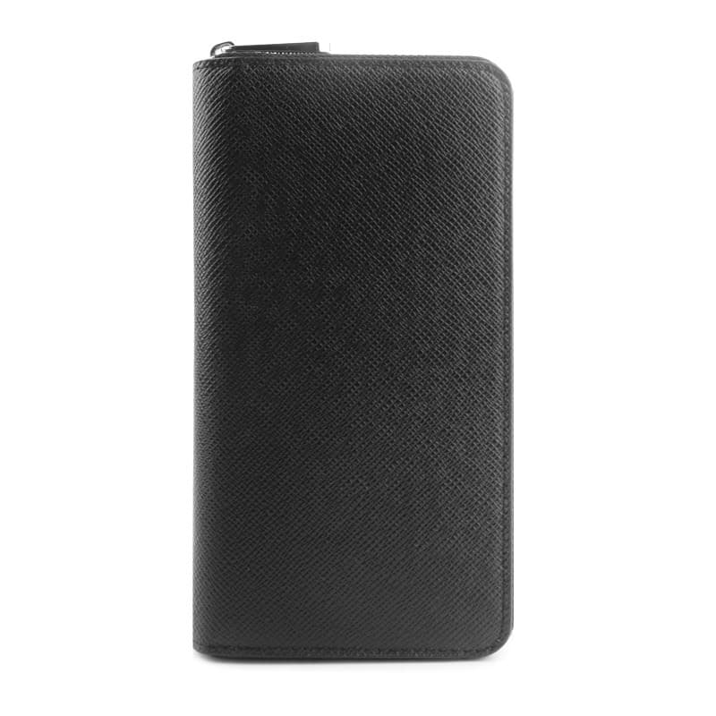 コンパクト 財布 クロスレザー ラウンドジップ 長財布