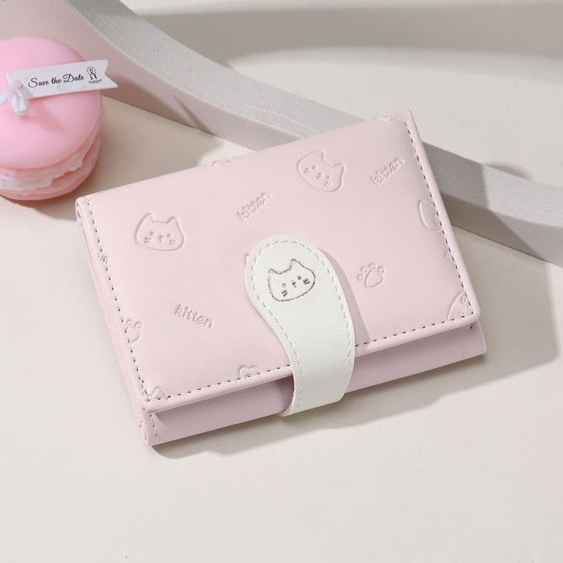 コンパクト財布 猫柄かわいい三つ折りコンパクト財布