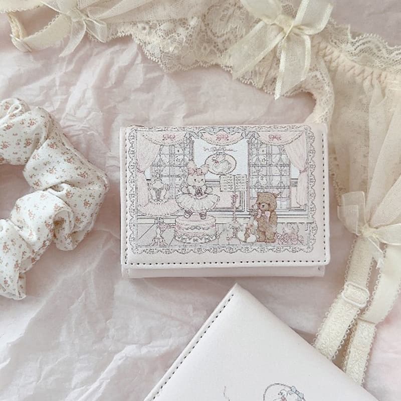 コンパクト財布 夢見るお姫様の三つ折りミニ財布