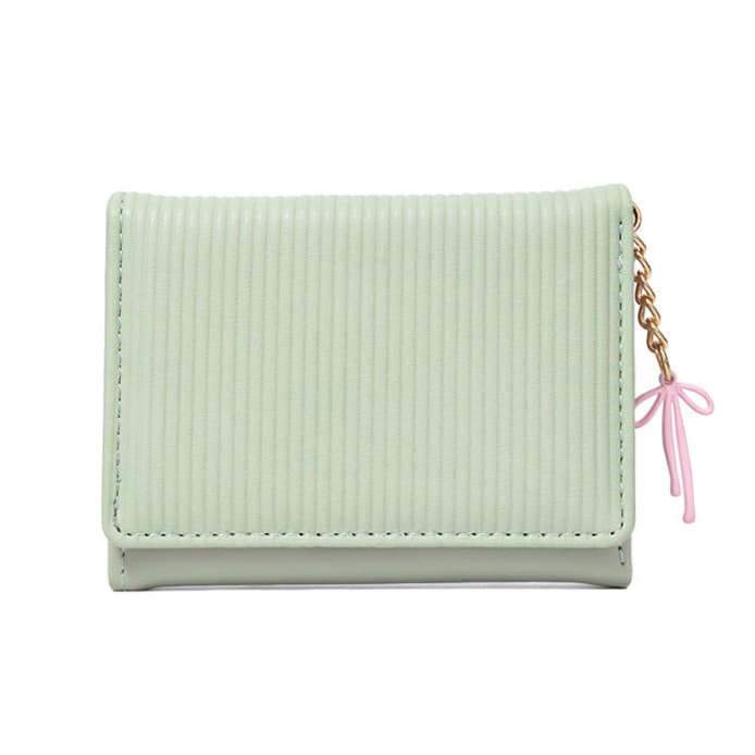 コンパクト 財布 レディース ストライプ 縦型 薄型 三つ折り 短財布