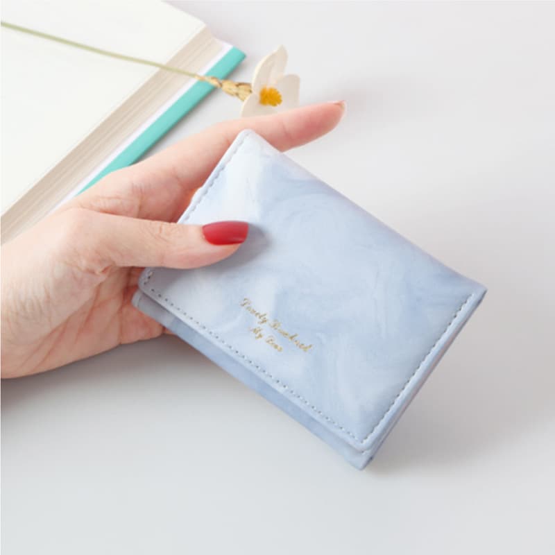 コンパクト 財布 大理石模様の三つ折りコンパクト財布