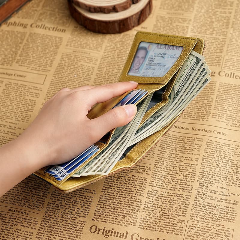 コンパクト 財布 デニム素材の三つ折りミニウォレット