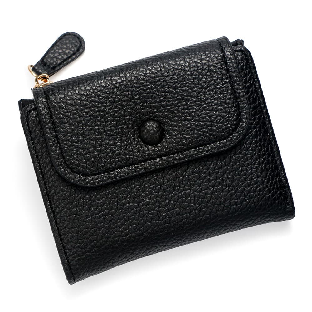 コンパクト 財布 なめし革シンプル三つ折りミニ財布