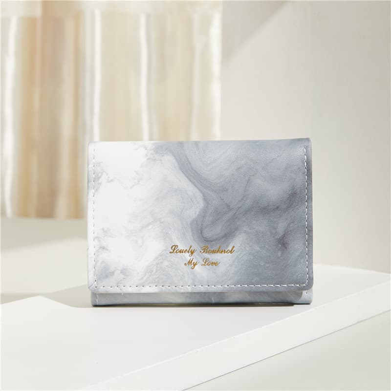 コンパクト 財布 大理石模様の三つ折りコンパクト財布