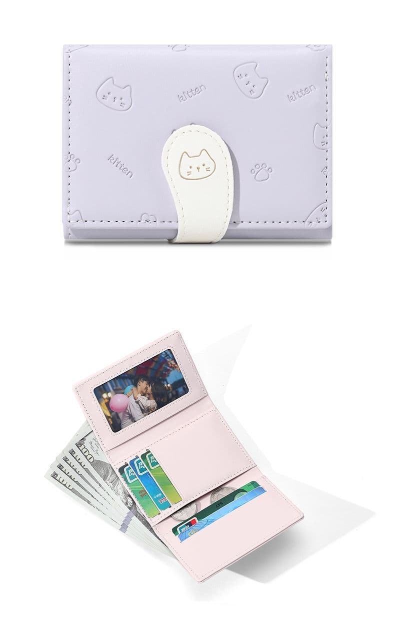 コンパクト財布 猫柄かわいい三つ折りコンパクト財布