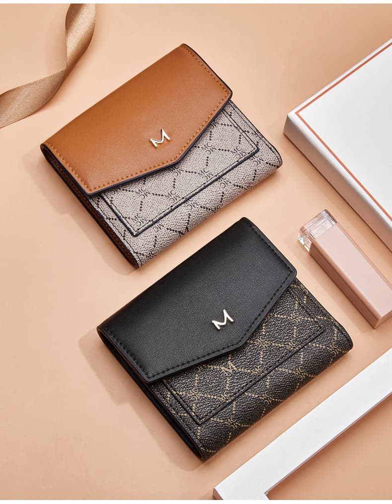 コンパクト 財布 模様入り上質レザーミニ財布