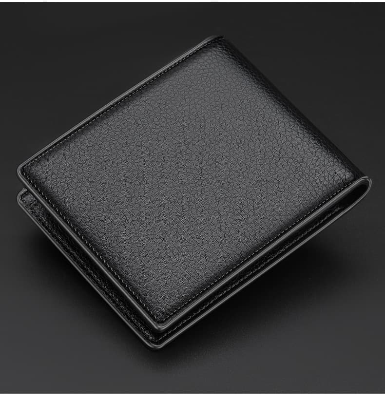 コンパクト 財布 カンガルーマーク入り高級レザー二つ折り財布