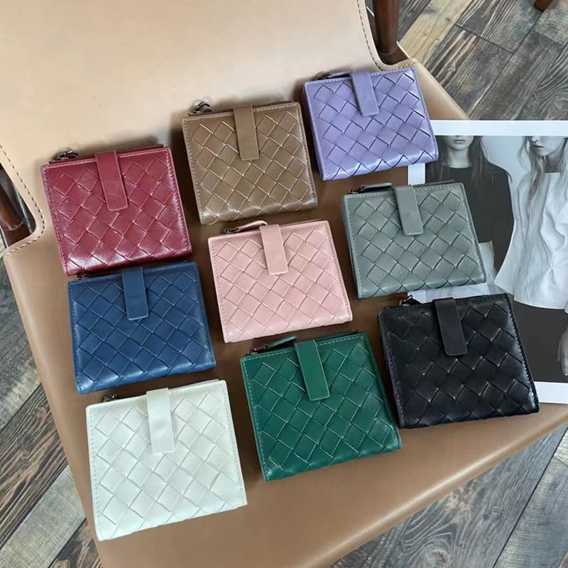 コンパクト財布 上質編み込み模様 コンパクト二つ折り財布