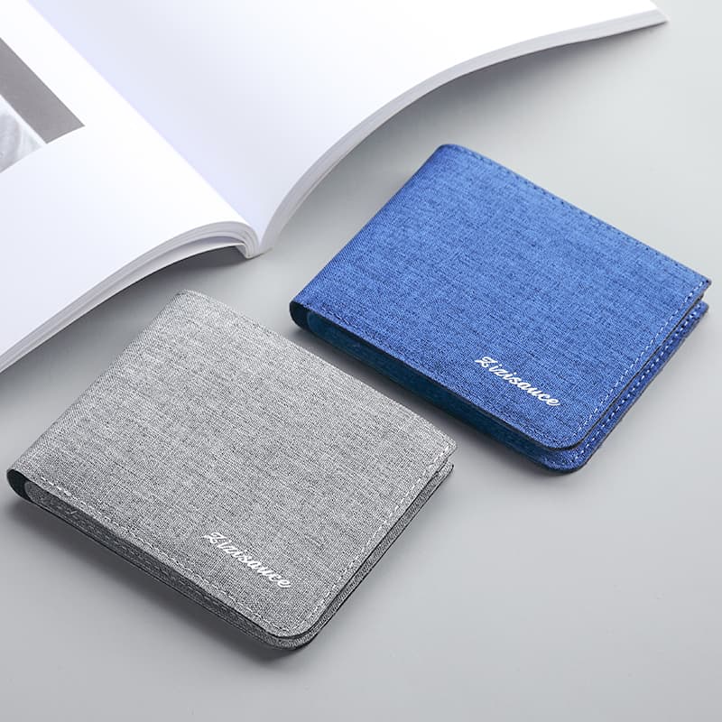 コンパクト 財布 上質ファブリック 極薄二つ折り財布