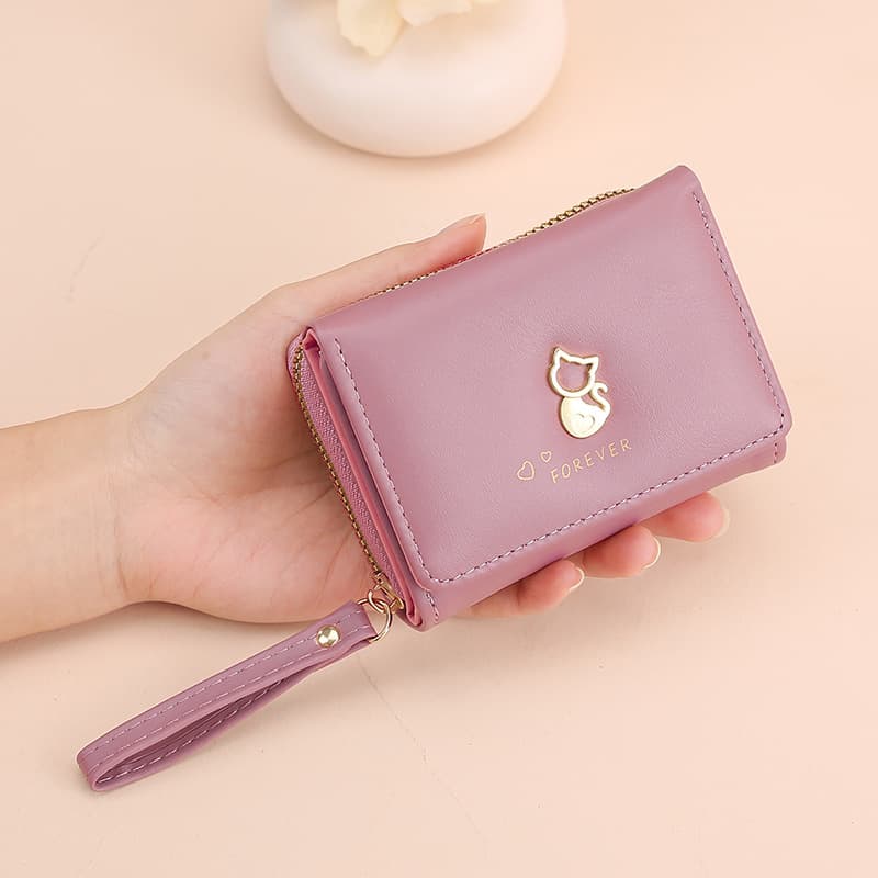 コンパクト 財布 ネコモチーフ シンプル ミニ財布