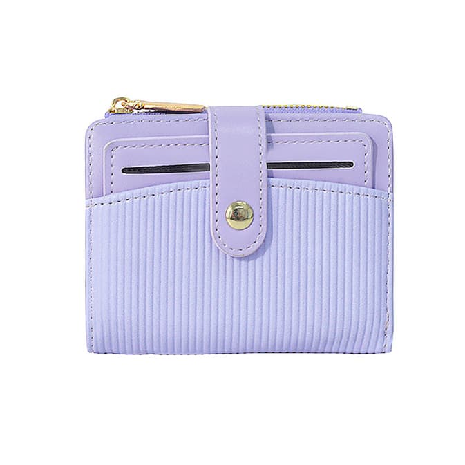 コンパクト 財布 レディース 縦しま模様 薄型軽量 二つ折り短財布