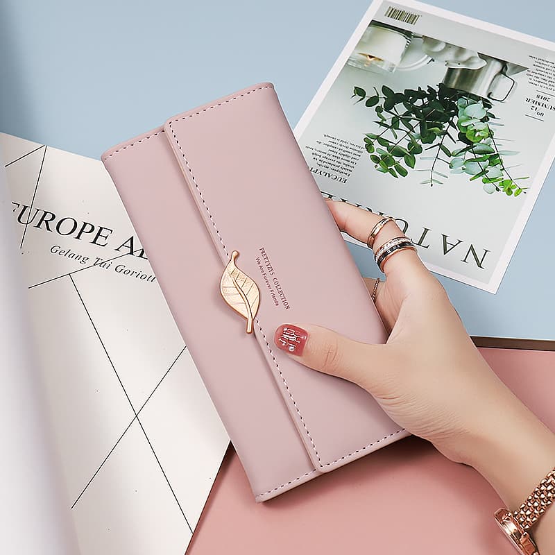 コンパクト 財布 シンプル リーフチャーム レディース財布