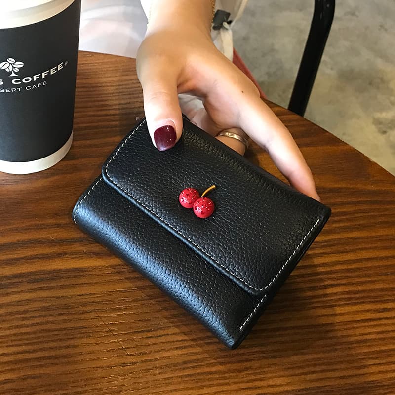 コンパクト 財布 さくらんぼ付きコンパクト手のひら財布