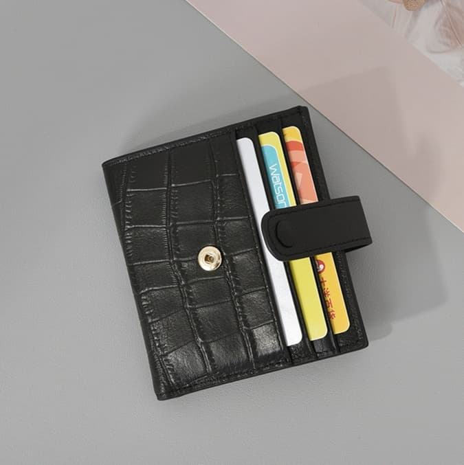 コンパクト 財布 クロコ型押しミニマル財布