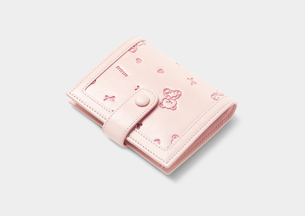 コンパクト 財布 二つ折り くまモチーフ 可愛い ミニ財布 スナップボタン式