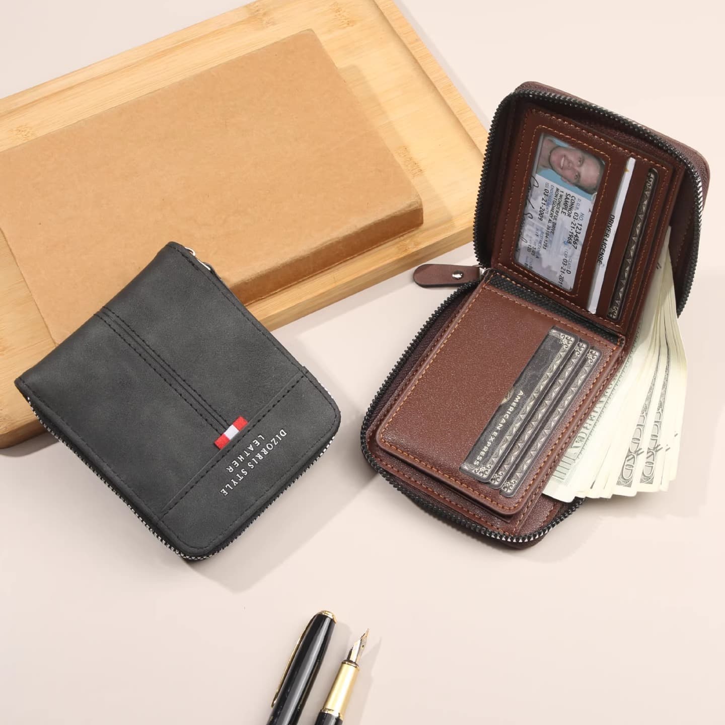 コンパクト 財布 プレミアム二つ折りジップウォレット
