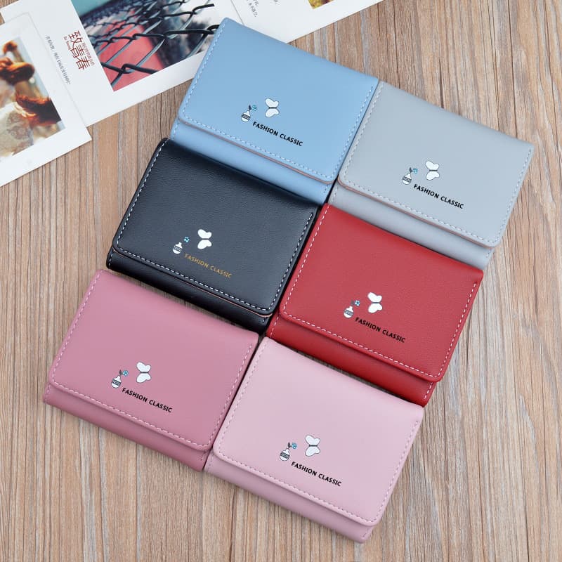 コンパクト 財布 かわいいハート柄三つ折りミニ財布