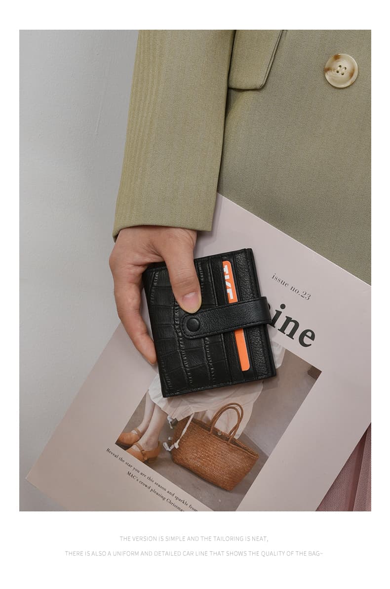 コンパクト 財布 クロコ型押しミニマル財布