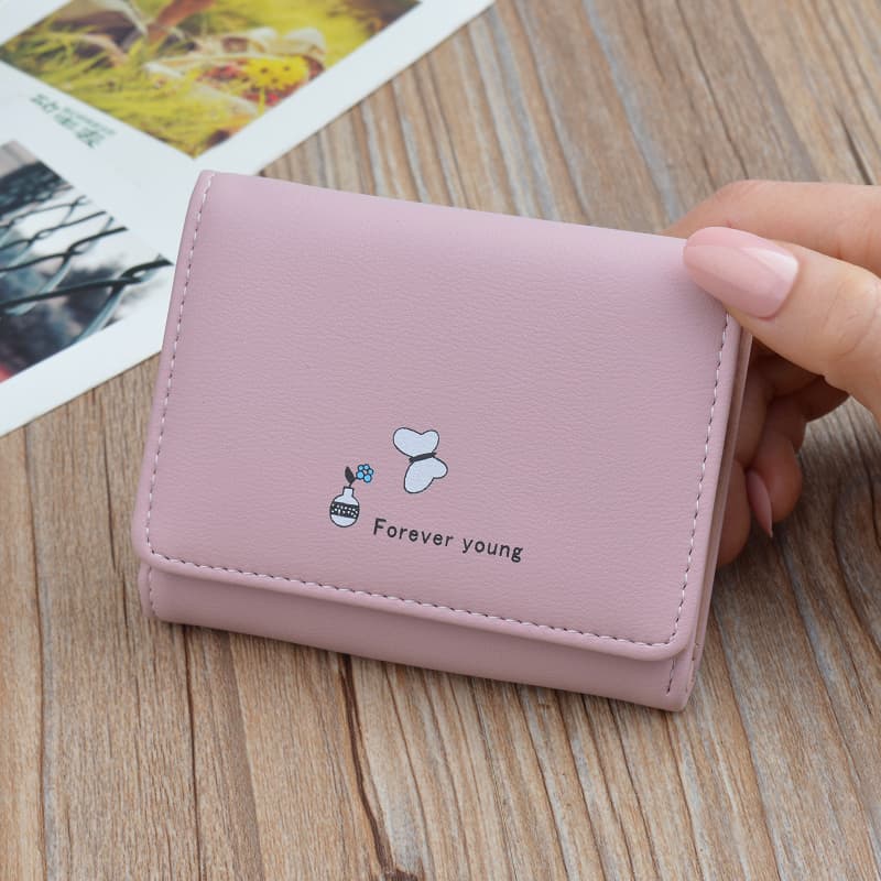 コンパクト 財布 かわいいハート柄三つ折りミニ財布