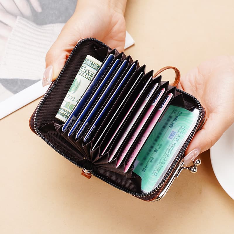 コンパクト 財布 がま口ファスナー二層式ストラップ付きミニ財布