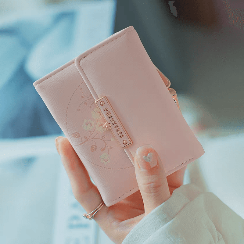 コンパクト 財布 優美な花柄デザイン 三つ折りミニ財布
