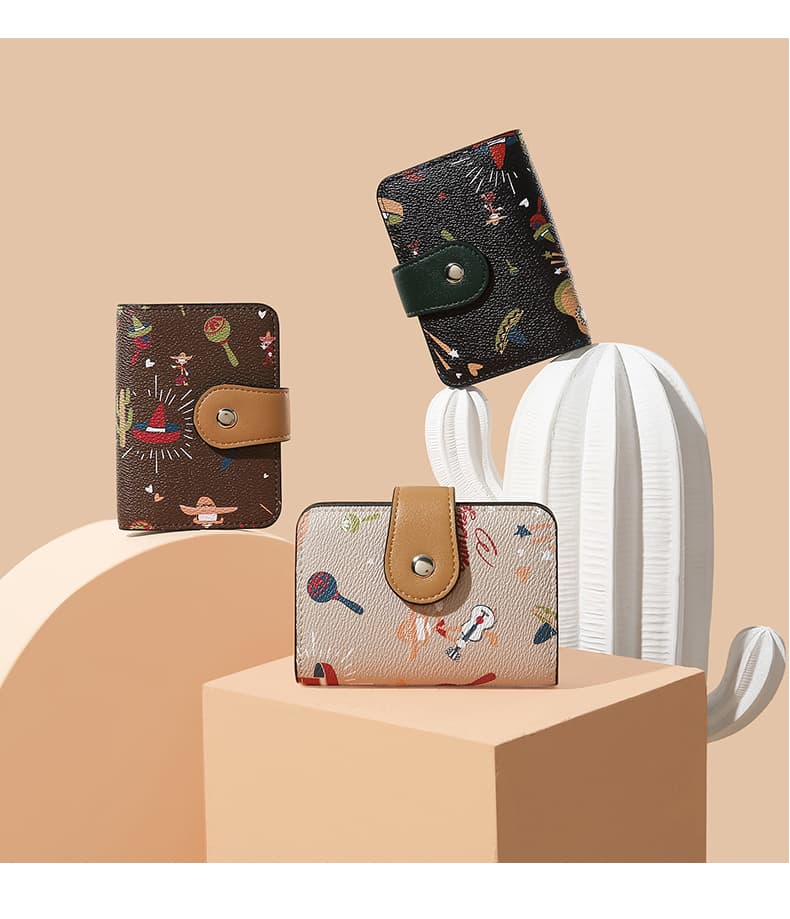 コンパクト財布 メキシカン柄 二つ折り財布 カードケース
