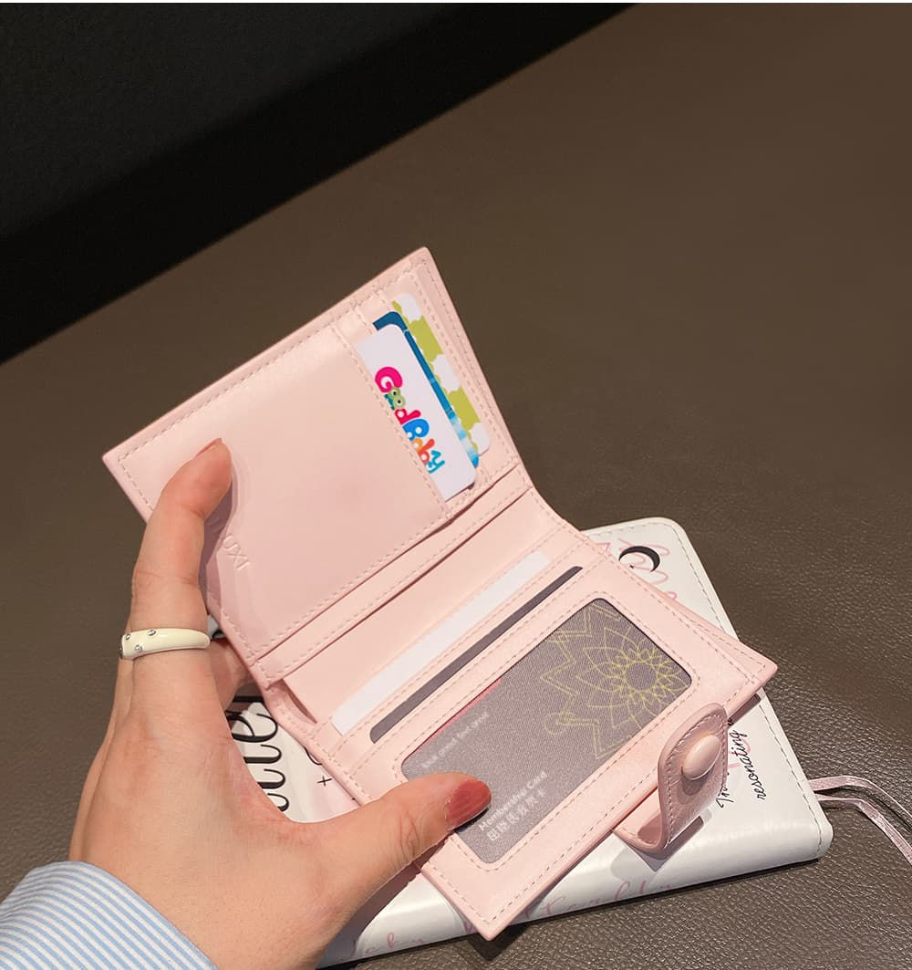 コンパクト 財布 二つ折り くまモチーフ 可愛い ミニ財布 スナップボタン式
