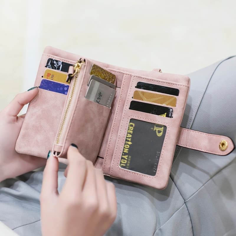 コンパクト財布 多機能ポケット付き三つ折りミニ財布